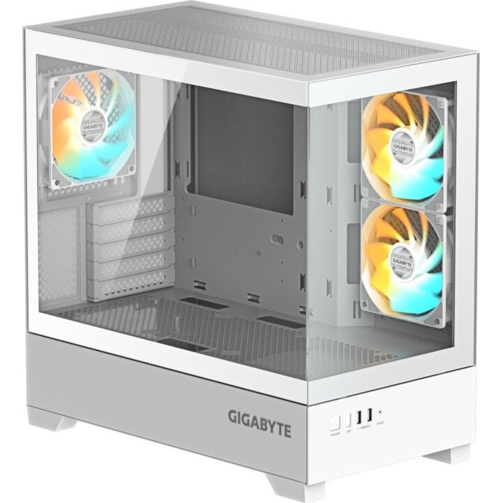 Gigabyte C201 PANORAMIC ICE Bianco RGB Midi Tower PC Case con vetro temperato, ATX