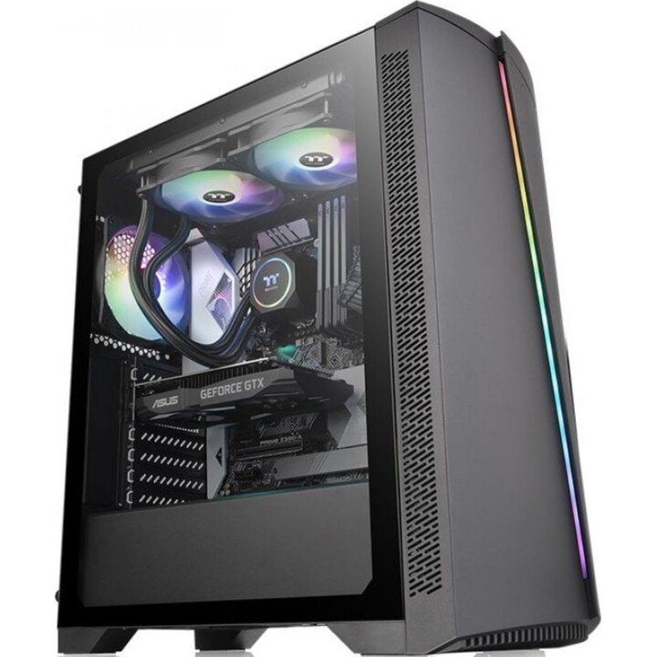 Torre para PC Thermaltake H350 TG RGB com vidro temperado e USB 3.1 - preta