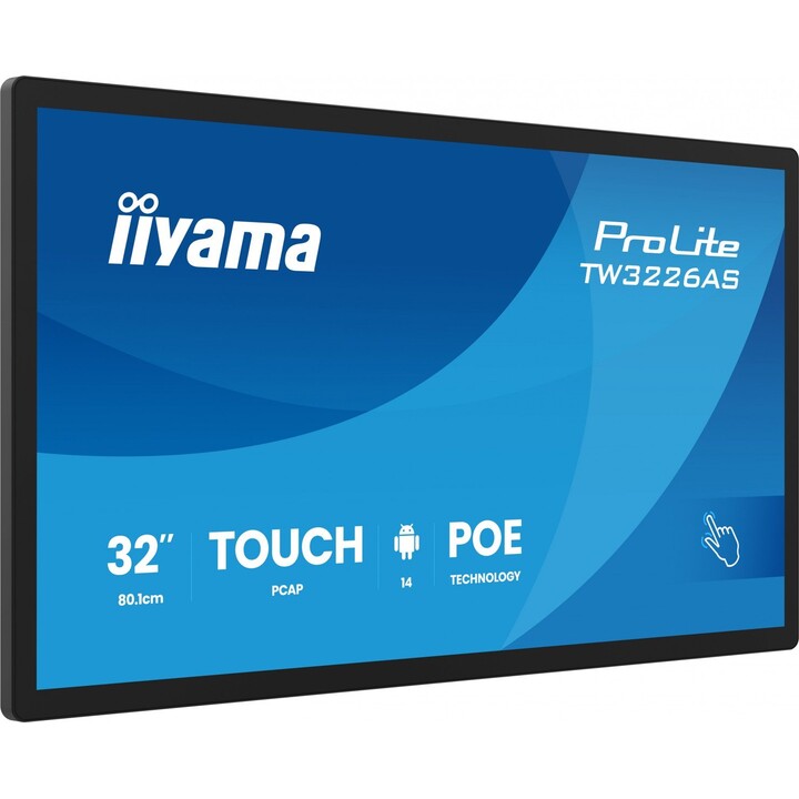 iiyama TW3226AS-B3P Panel PC de 32 polegadas com Android 14+GMS, SoC Octa-core RK3576, 4GB de armazenamento, 32GB PCAP, ecrã tát