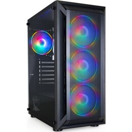 Ragnärok TQGCC101-B ATX Gaming Mid-Tower PC Case with Tempered Glass Side Panel and 4 Fans - Black