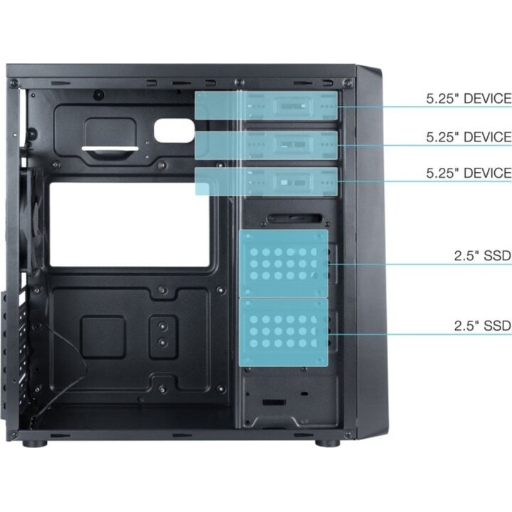 TooQ TQC-5701U3C-B Midi Tower USB 3.0 PC Tower Schwarz