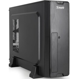 TooQ TQC-3007U3C Schlankes Micro-ATX-PC-Tower-Gehäuse, schwarzer Stahl, 500-W-Netzteil, SD-Kartenleser, USB 3.2