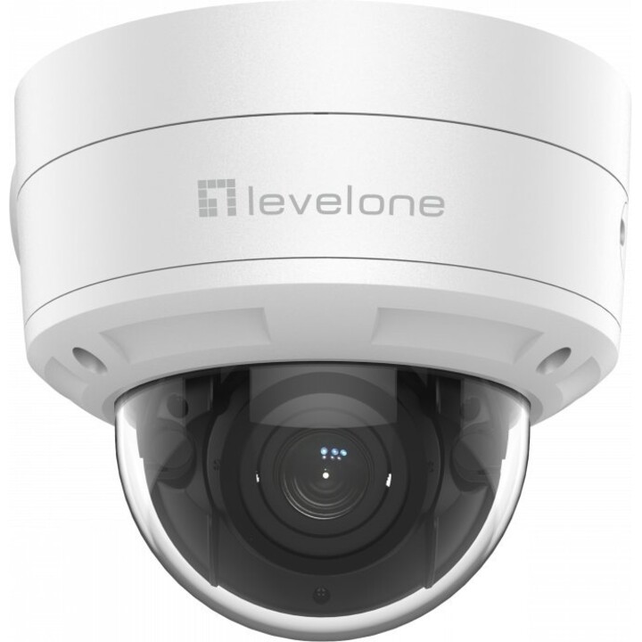 LevelOne FCS-3616 Telecamera IP a cupola da 6MP, zoom ottico 4,3x, H.265, IR 40m, WDR, audio bidirezionale, PoE, IP66/IK10