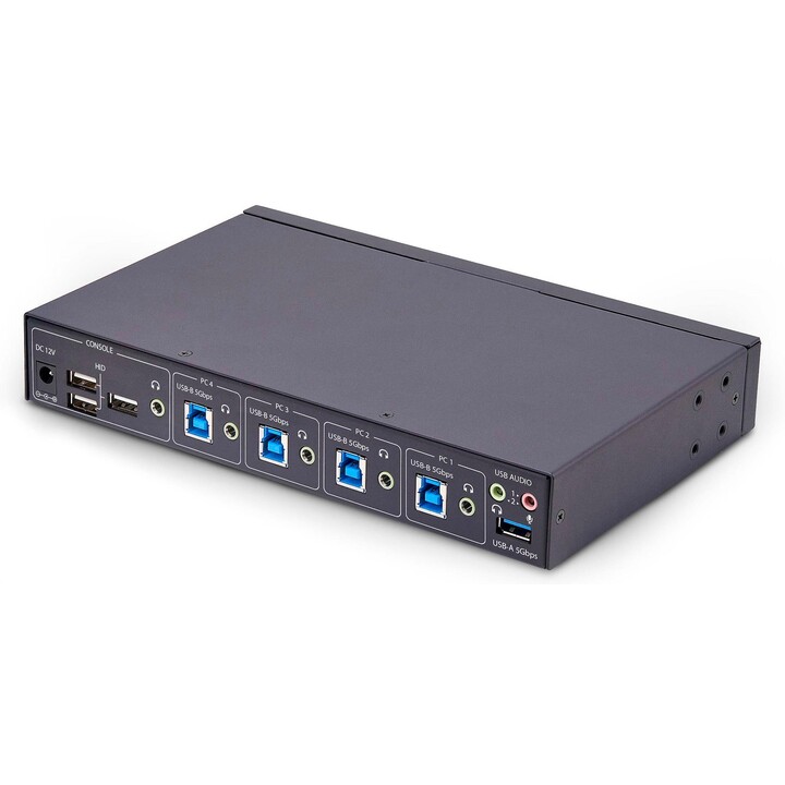 StarTech P4A20132-KM-SWITCH: Conmutador KM USB 3.0 de 4 puertos, roaming de ratón, conmutación de audio, compatibilidad con HID