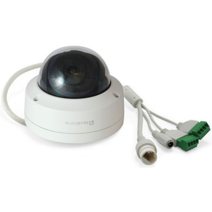 Level One FCS-3403: Cúpula IR Gemini de 4 MP, resistente a vandalismo IP67/IK10, IR de 30 m, WDR, H.265, PoE, microSD 128 GB