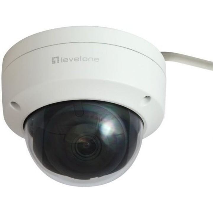 Level One FCS-3403: Cúpula IR Gemini de 4 MP, resistente a vandalismo IP67/IK10, IR de 30 m, WDR, H.265, PoE, microSD 128 GB