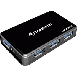 Transcend TC - Transcend HUB3 USB Hub (4x SuperSpeed USB-A 3.0, USB 3.0 Micro-B Anschluss) 4 Anschlüsse, Schwarz