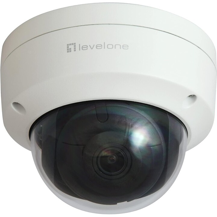 LevelOne FCS-3096, Cámara domo IR 4K de 8MP, IP67/IK10 antivandálica, 30 m de visión nocturna IR, H.265, PoE, audio bidirecciona