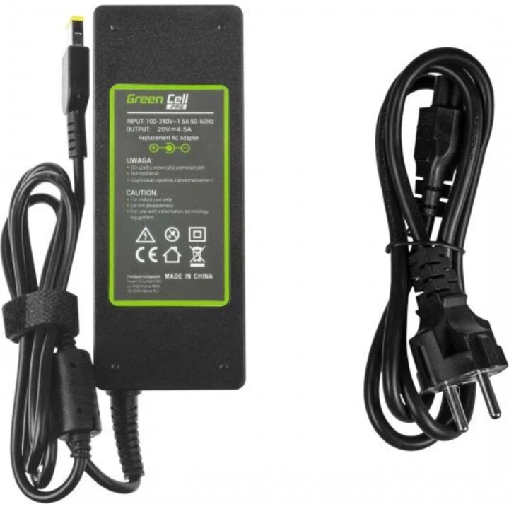Chargeur pour ordinateur portable Lenovo 20v 4,5a rectangulaire Greencell Ad39ap