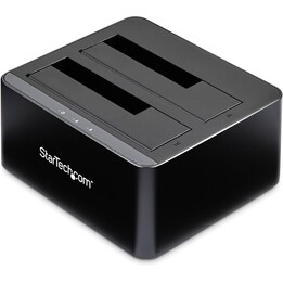 StarTech USB 3.0 Dual Bay SATA Docking Station, Base de acoplamiento USB para disco duro externo SATA I/II/III 2.5/3.5", acoplam