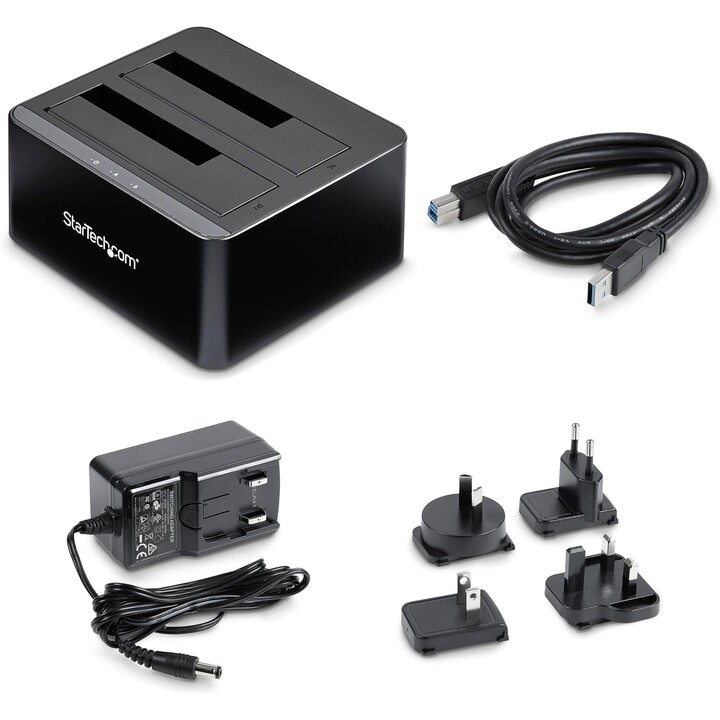 StarTech USB 3.0 Dual Bay SATA Docking Station, Externe SATA I/II/III 2.5/3.5" Festplatten USB Docking Base, Hot-Swap Docking (S