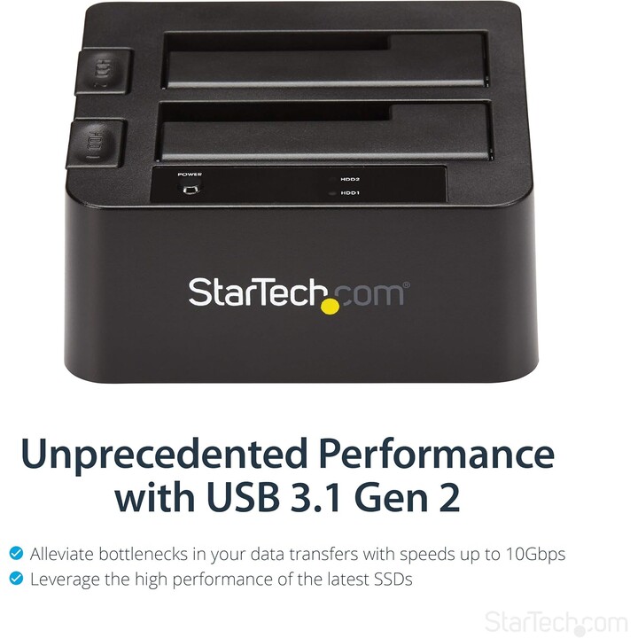 StarTech USB 3.1 to SATA Dual Bay Docking Station, USB 3.1 (10 Gbps), SATA I/II/III externo de 2,5/3,5", SSD/HDD, bahía de disco