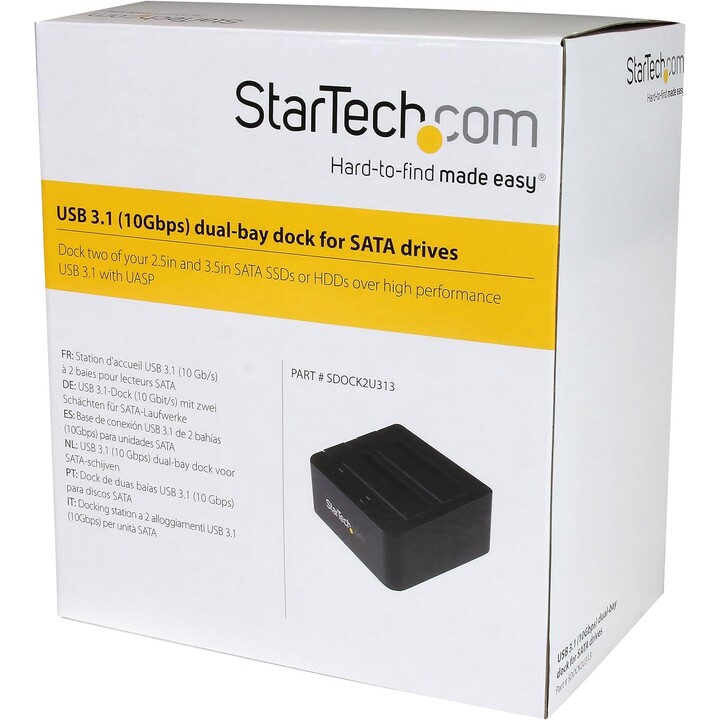StarTech USB 3.1 to SATA Dual Bay Docking Station, USB 3.1 (10 Gbps), SATA I/II/III externo de 2,5/3,5", SSD/HDD, bahía de disco