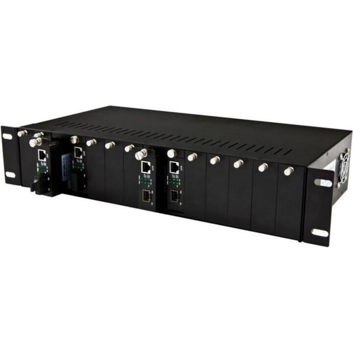 Allnet ALL-MCS014, chasis convertidor de medios de 14 ranuras, diseño para montaje en bastidor de 19 pulgadas, fuente de aliment