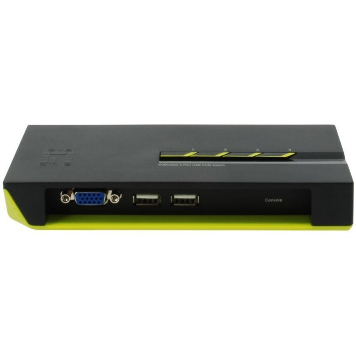 LevelOne KVM-0422, 4-Port USB VGA KVM Switch, Single Keyboard-Mouse-Monitor Control, High-Resolution Video