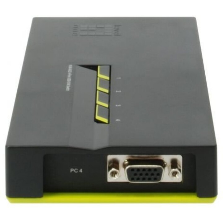 LevelOne KVM-0422, 4-Port USB VGA KVM Switch, Single Keyboard-Mouse-Monitor Control, High-Resolution Video