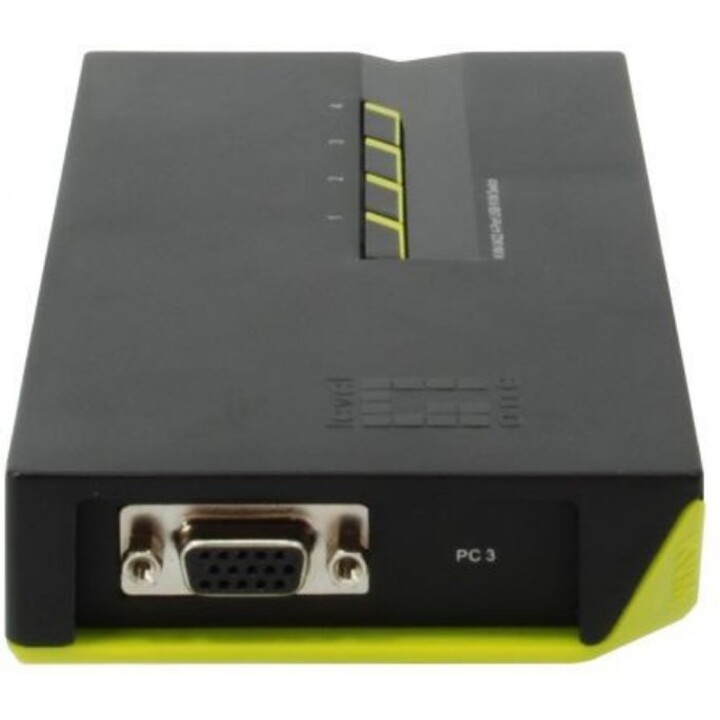 LevelOne KVM-0422, 4-Port USB VGA KVM Switch, Single Keyboard-Mouse-Monitor Control, High-Resolution Video