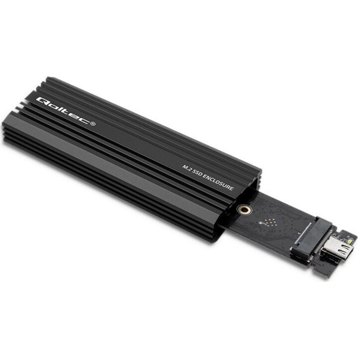 Qoltec 52270 NV2270 Carcasa para SSD M.2, SATA, NVMe, USB-C, 2TB, Negro