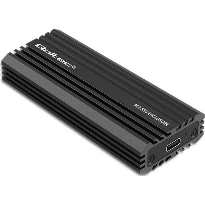Qoltec 52270 NV2270 Carcasa para SSD M.2, SATA, NVMe, USB-C, 2TB, Negro