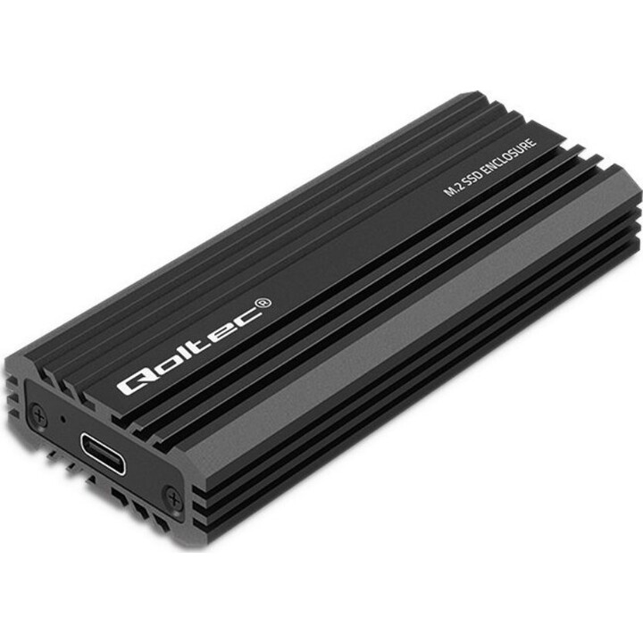 Qoltec 52270 NV2270 Carcasa para SSD M.2, SATA, NVMe, USB-C, 2TB, Negro