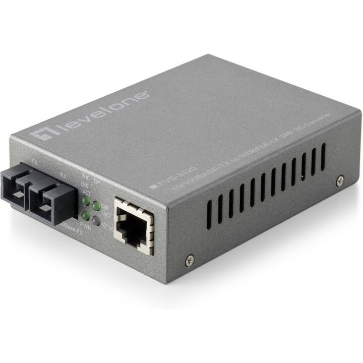 LevelOne FVS-3120 Web Smart Media Converter, 10/100Base-TX to 100Base-LX Single-Mode Fiber