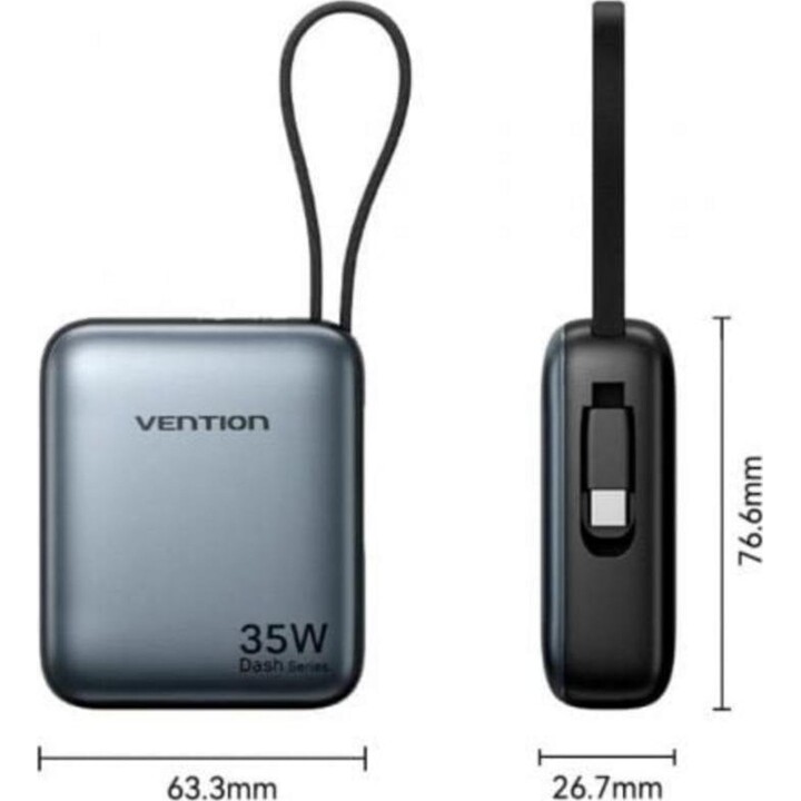 Vention FHEH0 10000mAh 35W USB-C Fast Charging External Battery Powerbank Gray