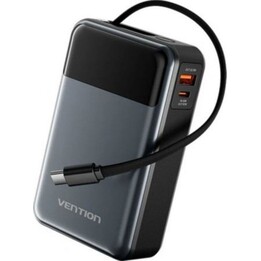 Bateria externa Vention 20000mAh FHYB0 USB-C 65W, cinza, com cabo integrado