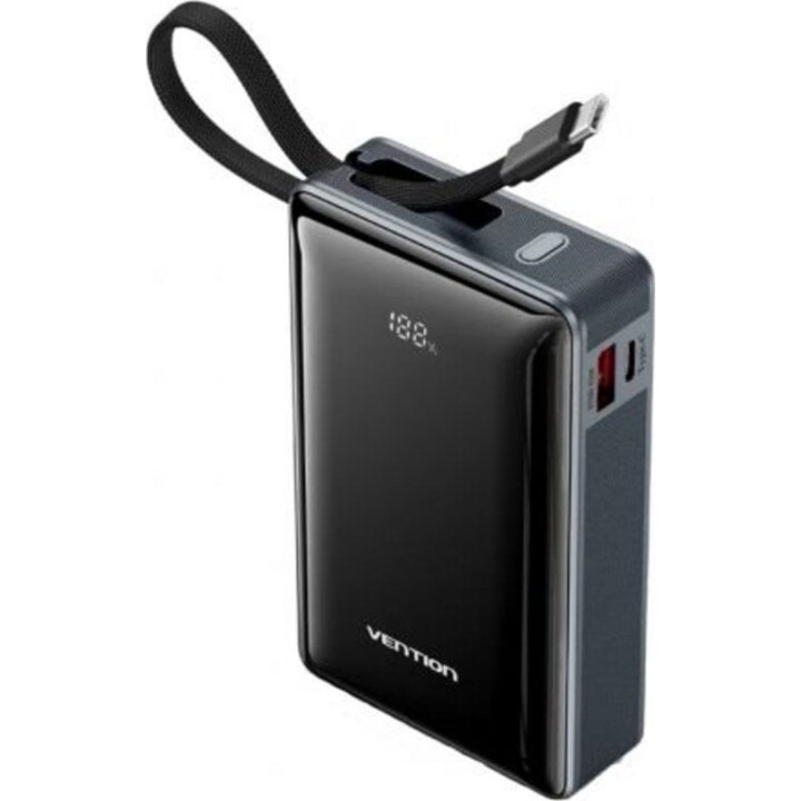 Powerbank Vention batterie externe 20000mAh 65W PD PPS USB-C/USB-A Gris