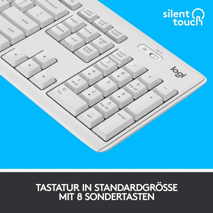 Logitech MK295 Silent German Keyboard & Mouse White