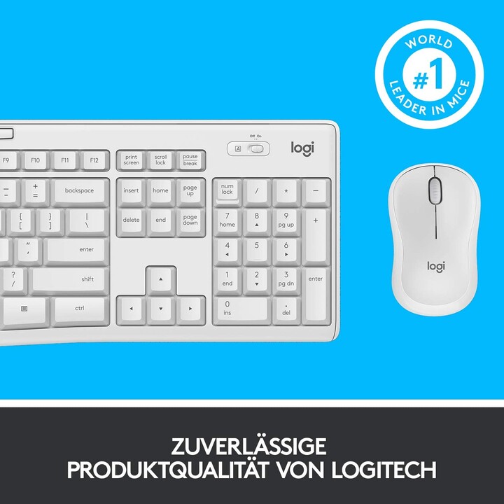 Logitech MK295 Silent Teclado Aleman y Raton Blanco