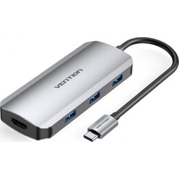 Vention TOFHB docking station 6 in 1 USB-C to HDMI 4K/3xUSB3.0/USB-C Gen1/PD100W 0.15m Gray