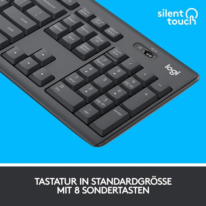 Logitech MK295 Silent German keyboard y mouse Black