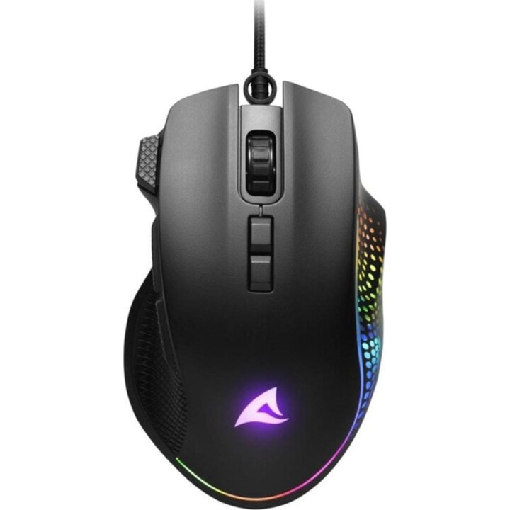 Sharkoon Wired Mouse 12800 DPI 8 botões RGB preto para usuários destros