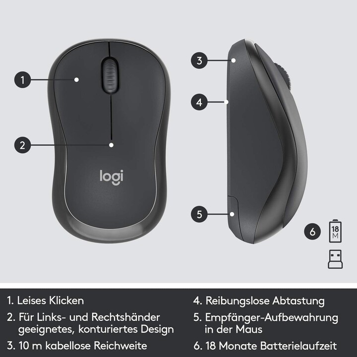 Logitech MK295 Silent tastiera Tedesca e mouse Nero