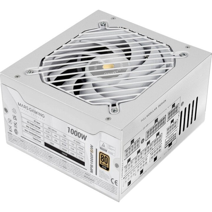 Mars Gaming Mpb1000psi Fuente Alimentación Modular Atx 3.1 1000w 80 Plus Gold Blanco