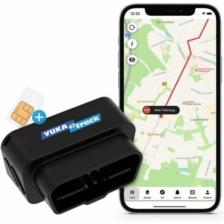 YUKAtrack AIO GPS OBD2, localizador de veículos em tempo real, posicionamento GPS/GLONASS, SIM incorporado com plano de dados da