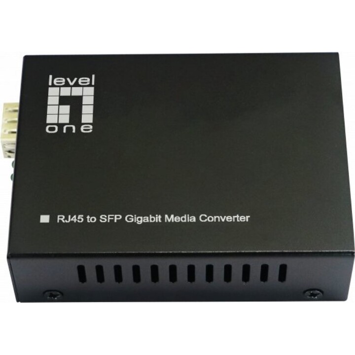 LevelOne GVT-2016, convertisseur de média RJ45 vers SFP Gigabit, 802.3bt 90W PoE PSE, Single-Port End-Span