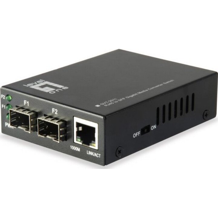Switch convertitore multimediale LevelOne GVT-2011 da RJ45 a doppio SFP Gigabit