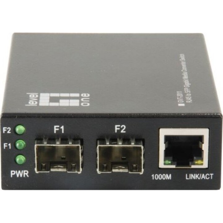 LevelOne GVT-2011 RJ45 a doble SFP Gigabit Media Converter Switch