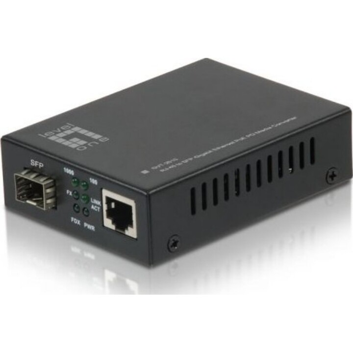 LevelOne GVT-2010, convertisseur de média RJ45 vers SFP Gigabit PoE PD, 10/100/1000Base-T vers 1000Base-X