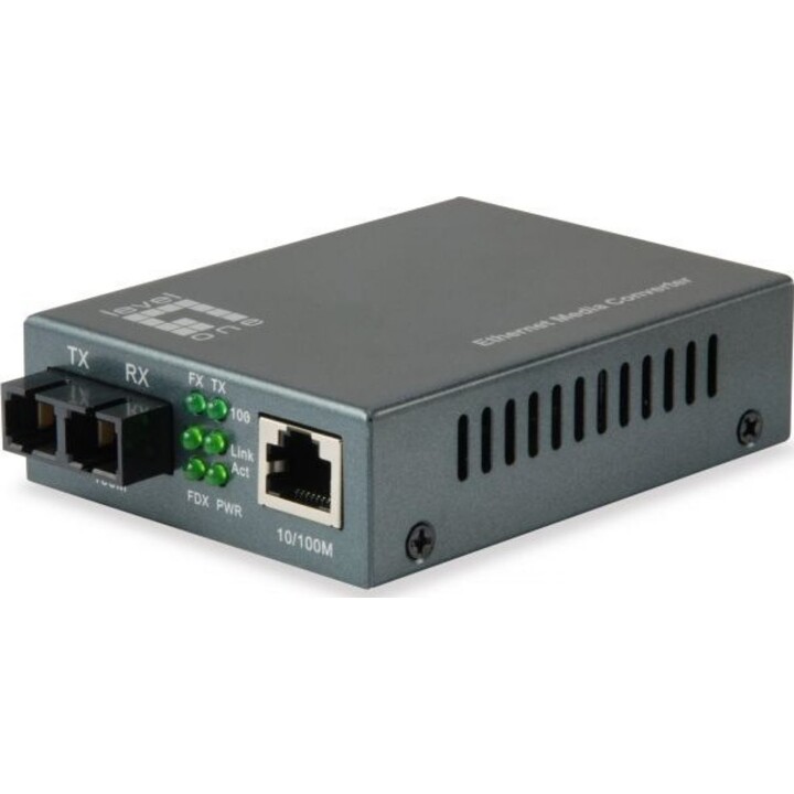 LevelOne FVT-1105, RJ45 to SC Fast Ethernet Media Converter, Single-Mode Fiber 1550nm