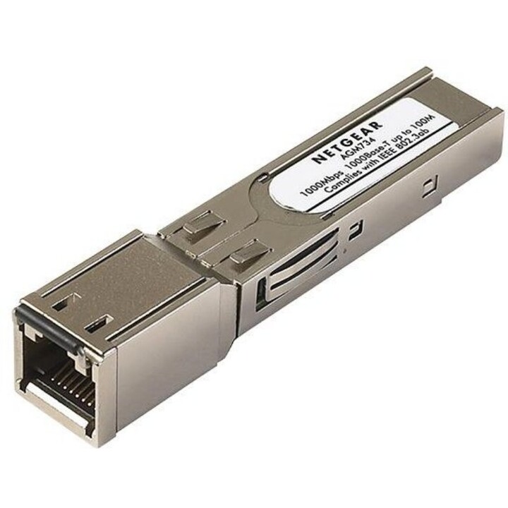 Netgear AGM734-10000S, 1000Base-T Kupfer SFP Transceiver, RJ45 Gigabit Ethernet, 100m CAT5e/CAT6 Reichweite