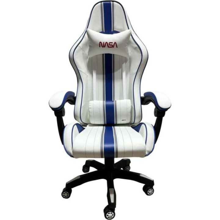 NASA Atlantis BIS Gaming-Stuhl, verstellbare Rückenlehne, 120 kg Tragkraft, blau/weiß