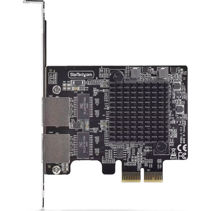 StarTech.com 2-Port 5G Gigabit PCIe Network Adapter Card, 5G/2.5G/1G/100M/10M PCI Express LAN Card, Realtek RTL8126, Windows and