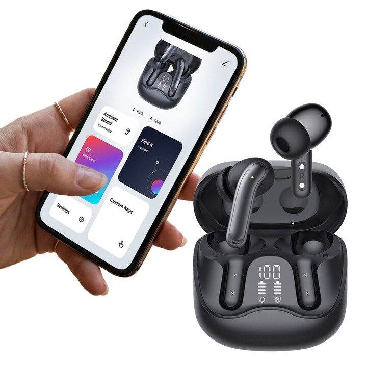 Auricolari wireless Audiocore, ANC ibrido, ENC, 6 microfoni, custodia di ricarica, Tuya, AC591 PRO