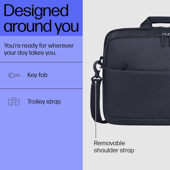 HP Everyday Grey 14-inch Briefcase, Durable Waterproof Polyester