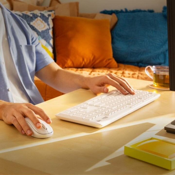 Logitech MK295 Silent Layout US Teclado de membrana sem fio branco com mouse