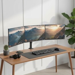 Maclean 3-Monitor Mount, Gas Spring, 17"-27", 2-8kg, Black, MC-137