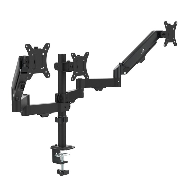 Support pour 3 moniteurs Maclean, ressort à gaz, 17"-27", 2-8kg, noir, MC-137