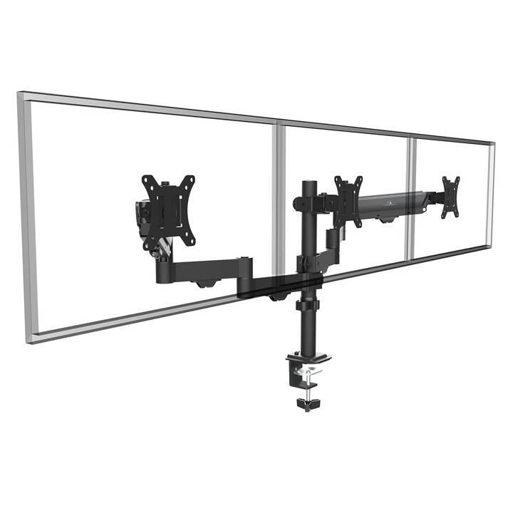 Support pour 3 moniteurs Maclean, ressort à gaz, 17"-27", 2-8kg, noir, MC-137